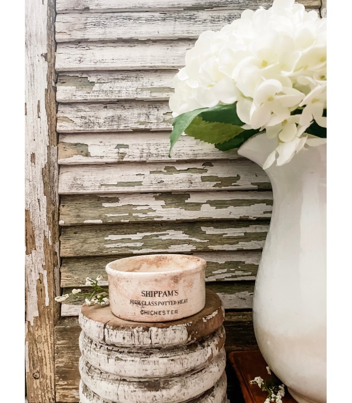  Antique English Shippams High Class Potted Meats, Ironstone Crock - Beautiful Staining & Crazing